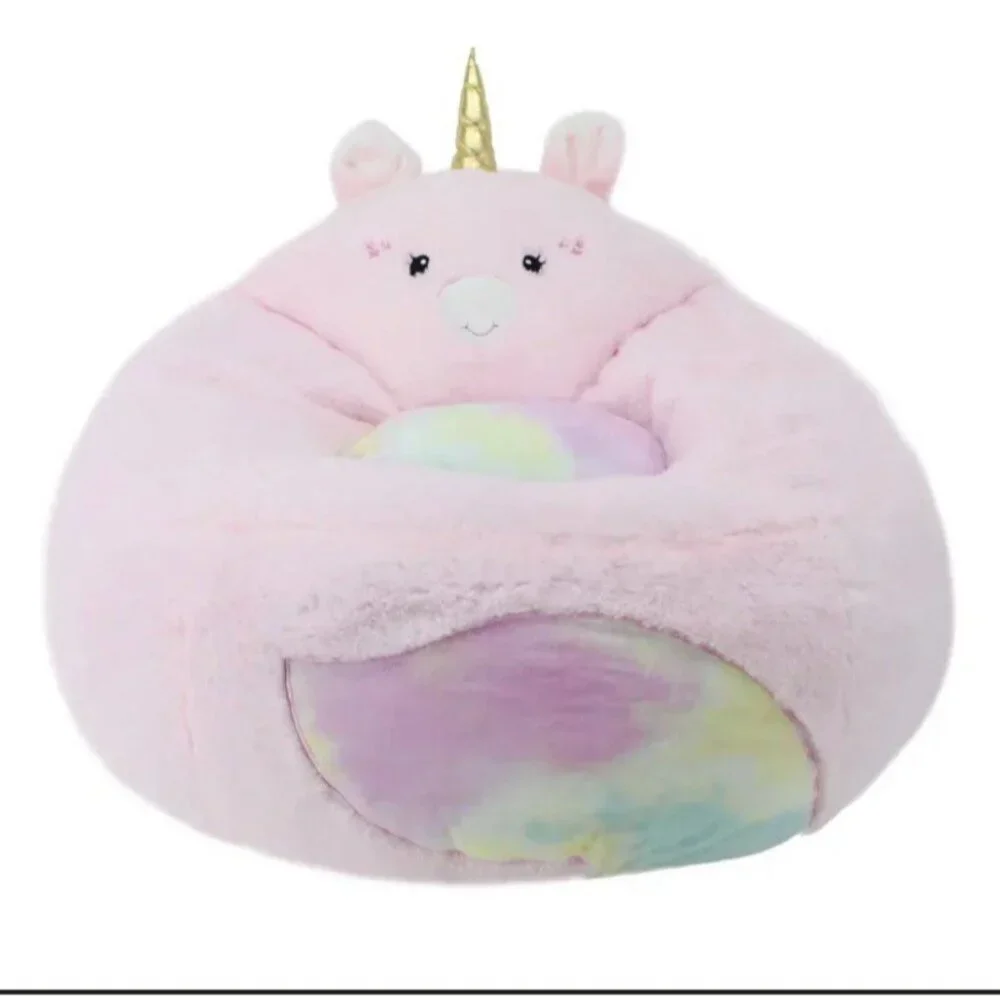 Your Zone Kids, Pink Soft Plush Unicorn Large Bean Bag Chair, Girls Kids 2.25 ft - Picture 5 of 11